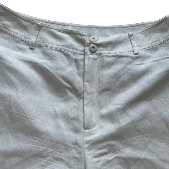 Coldwater Creek Cropped Pants Sz 12 Linen Blend Ivory Wide Leg Lined - Picture 2 of 7